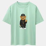 Hip Hop Bear Print Heavy Weight Oversize T-Shirt