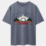 Colorado Mountain Print Drop Shoulder Oversize T-Shirt