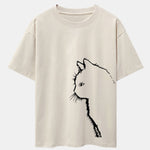 Cat Silhouette Print Drop Shoulder Oversize T-Shirt