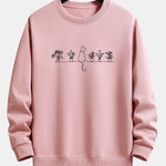 Cat Potted Plant Print Relax Fit Sweatshirt