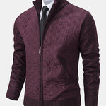 Quilted Jacquard Zip Up Sweater