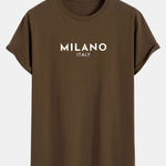 Milano Italy Print Cotton Arc Hem T-Shirt