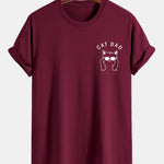 Regular Fit Cat Dad Wearing Glasses Print Cotton T-Shirt