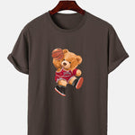 Bear Playing Basketball Print T-Shirt