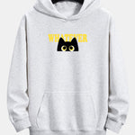 Whatever Black Cat Print Relax Fit Hoodie