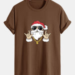 Regular Fit Hip Hop Santa Print Cotton T-Shirt