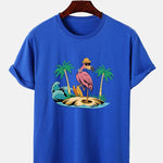 Flamingo On Vacation Print T-Shirt