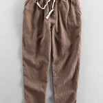 Linen Cotton Blend Cropped Pants