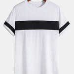 Color Block Patchwork Arc Hem T-Shirt