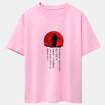 Japanese Samurai Print Drop Shoulder Oversize T-Shirt