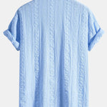 Geometric Jacquard Textured Cuban Shirt & Straight Leg Linen Pants