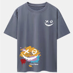 Graffiti Smiley Face Print Drop Shoulder Oversize T-Shirt