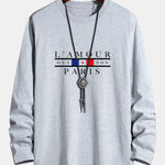 Long Sleeve Paris Slogan Print Cotton T-Shirt