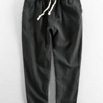 Linen Cotton Blend Cropped Pants