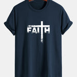 Regular Fit Faith Cross Print Cotton T-Shirt
