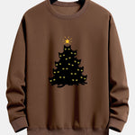 Black Cat Christmas Tree Print Relax Fit Sweatshirt