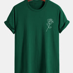 Regular Fit Simple Rose Print Cotton T-Shirt