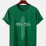 Faith Crucifix Line Print T-Shirts