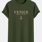 Venice Anchor Print Cotton Arc Hem T-Shirt