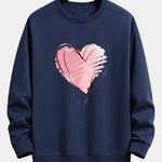 Doodle Heart Print Relax Fit Sweatshirt