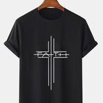 Faith Crucifix Line Print T-Shirts