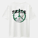 Dove With Peace Symbol Back Print Drop Shoulder Oversize T-Shirt