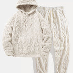 Geometric Jacquard Teddy Hoodie & Jogging Pants