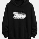 American Flag Print Relax Fit Hoodie
