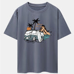 Car Island Print Drop Shoulder Oversize T-Shirt