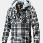 Teddy Fleece Lined Detachable Flannel Plaid Hooded Coat