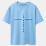Stripe Los Angeles Print Drop Shoulder Oversize T-Shirt