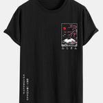 Mount Fuji Slogan Print Cotton Arc Hem T-Shirt