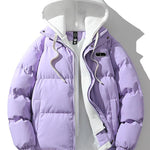 Contrast Zip Up Hooded Puffer Coat