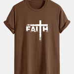 Regular Fit Faith Cross Print Cotton T-Shirt