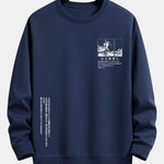 Waves Ukiyo-e Slogan Print Relax Fit Sweatshirt
