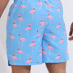 Flamingo Print Swim Shorts With Compression Liner