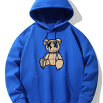 Plaid Pattern Dissolving Bear Print Drop Shoulder Relaxed Hoodie