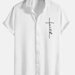 Faith Letter Print Button Up Shirt