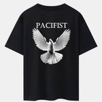 Pacifist Dove Back Print Drop Shoulder Oversize T-Shirt