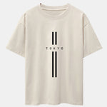Stripe Tokyo Print Drop Shoulder Oversize T-Shirt