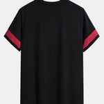 Hand Drawn Free Letter Print Color Block Patchwork Arc Hem T-Shirt