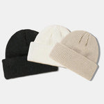 3 Pieces Solid Color Warm Knit Beanie Hat
