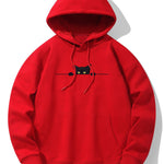 Black Cat Print Drop Shoulder Relaxed Hoodie