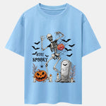 Halloween Skeleton Stay Spooky Print Drop Shoulder Oversize T-Shirt