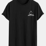 Mountain Print Cotton Arc Hem T-Shirt