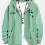 Cross Slogan Print Relax Fit Zip Hoodie