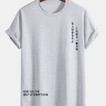 Regular Fit Japanese Slogan Print Cotton T-Shirt