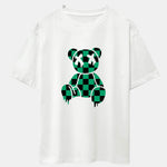 Dissolving Checkerboard Bear Drop Shoulder Oversize T-Shirt