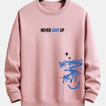 Never Give Up Smiley Face Print Relax Fit Sweatshirt