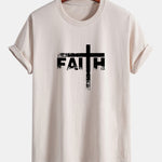 Regular Fit Faith Cross Print Cotton T-Shirt